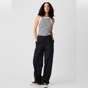 GAP Black Wide-Leg Cargo Track Pants